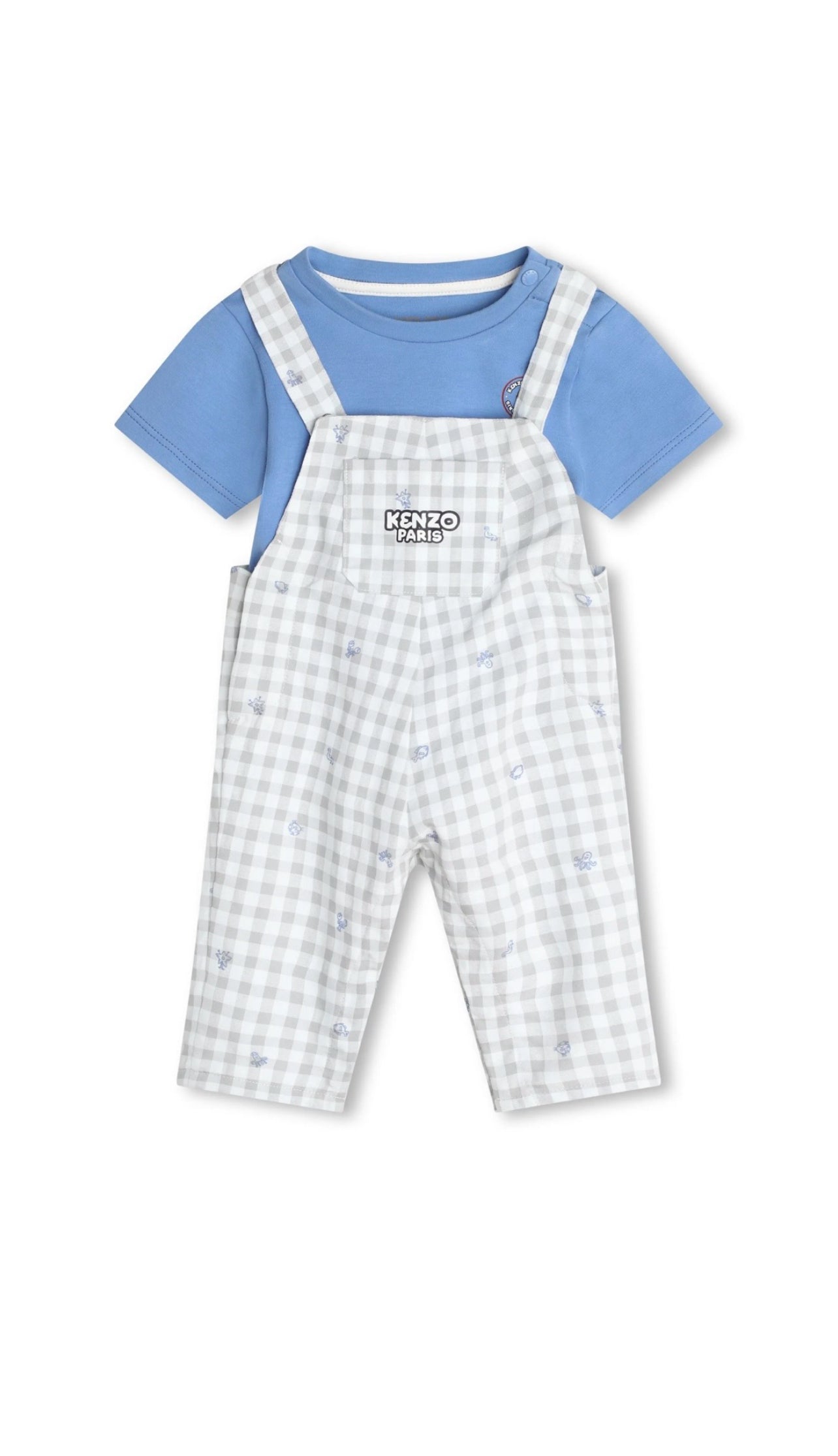 KENZO KIDS checked cotton dungarees set