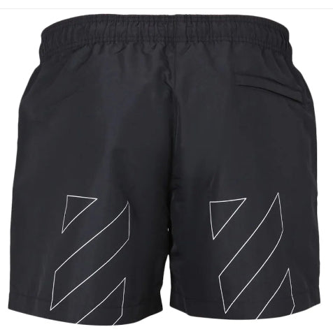 OFF-WHITE Diag Outline Swim Shorts Black/White