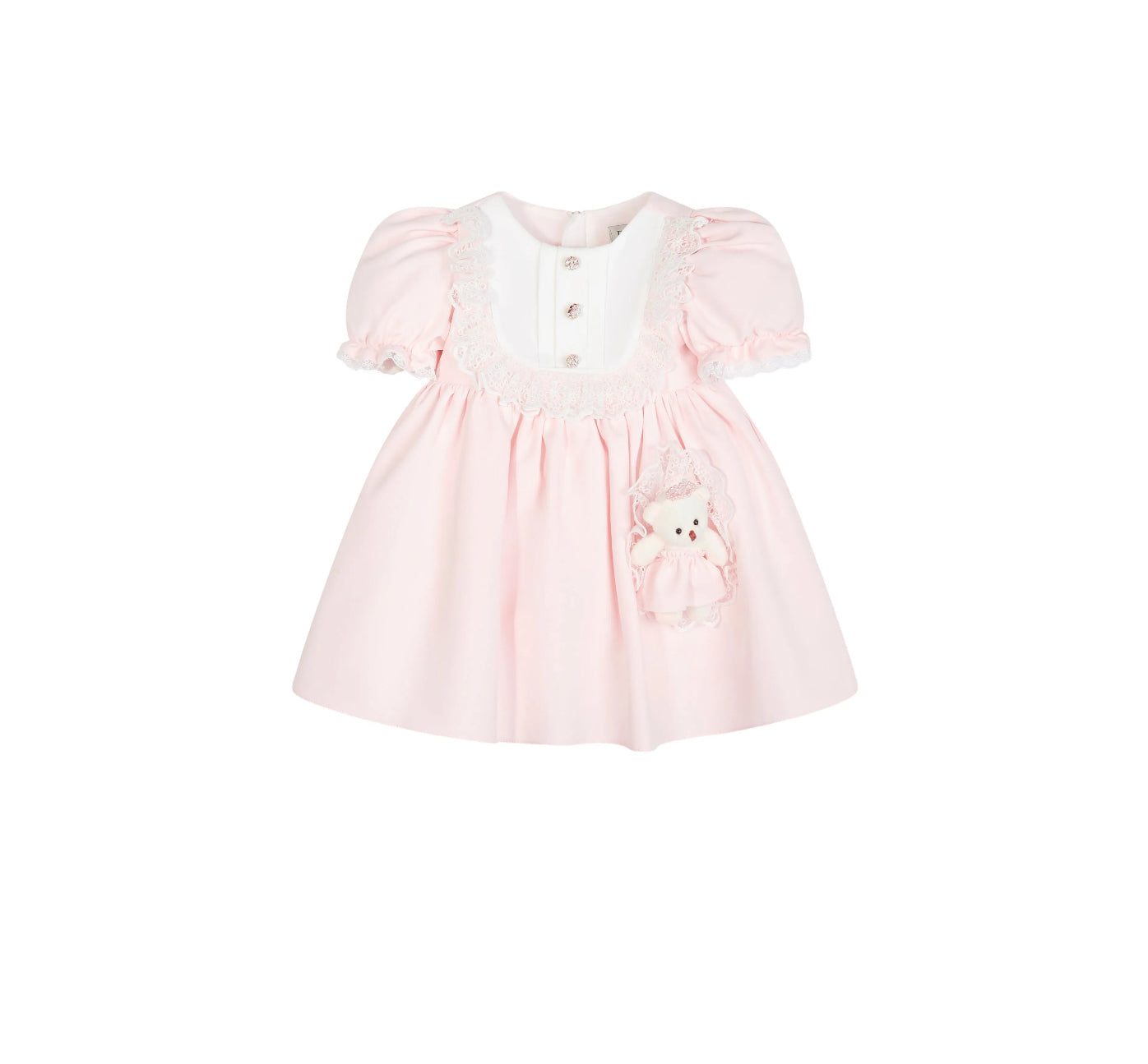 Dress & Fleur
Lace-trimmed puff-sleeves party dress