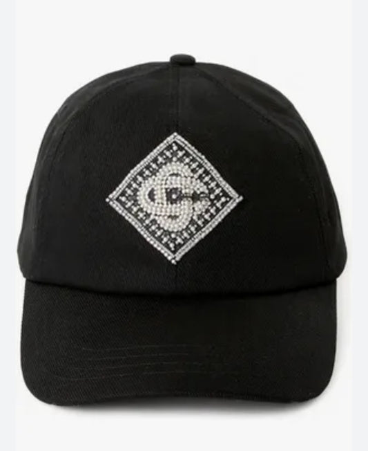 CASABLANCA Pearl diamond
monogram cotton-twill cap