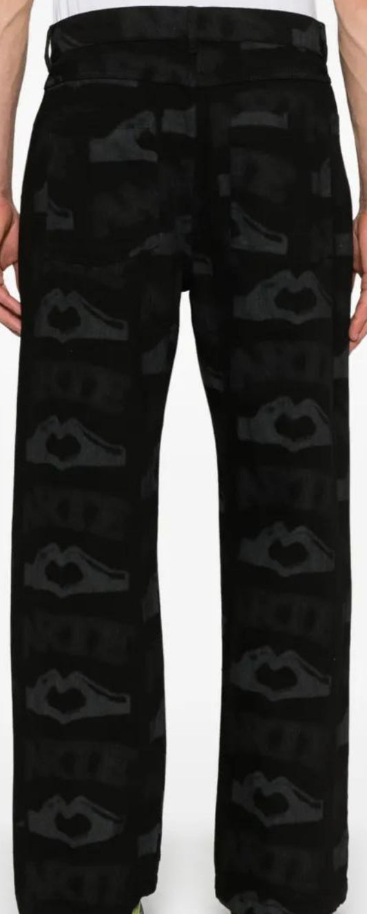 Arte Pants Heart Printed Pants Black Antwerp
