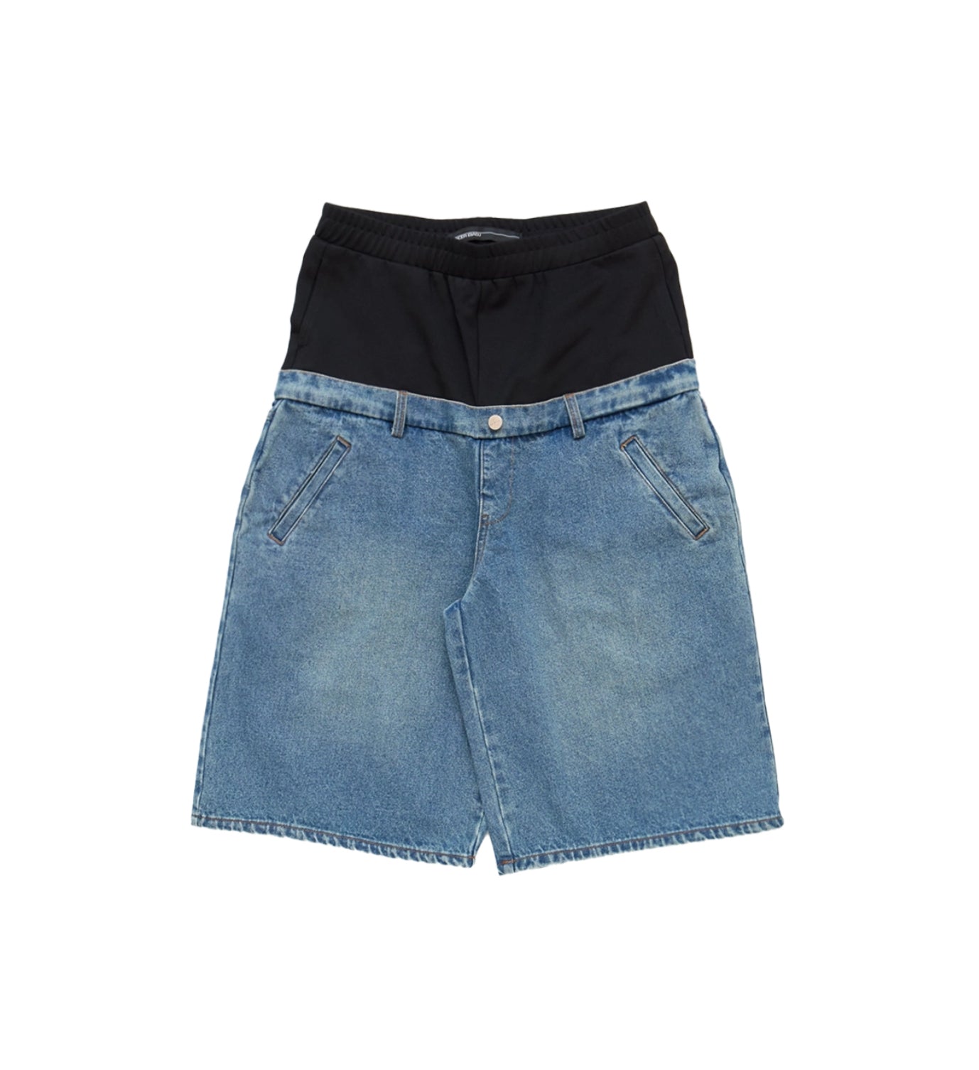 Spencer Badu Dropped Denim Shorts Blue