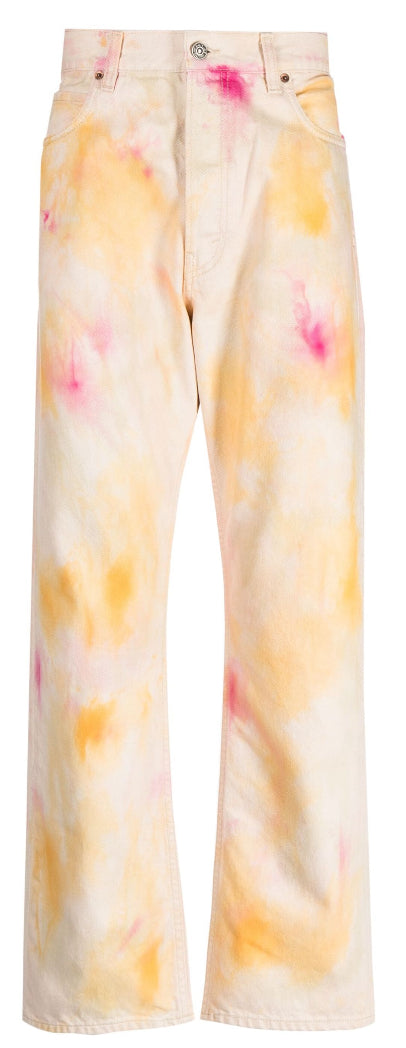 Haikure Paint-splatter print mid-rise wide-leg jeans