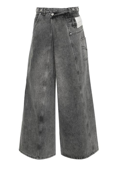 Feng Chen Wang Asymmetric panelled wide-leg jeans
