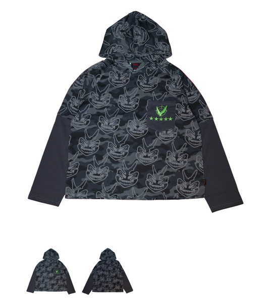 VY MILITARY MASK T-GREY HOODIE