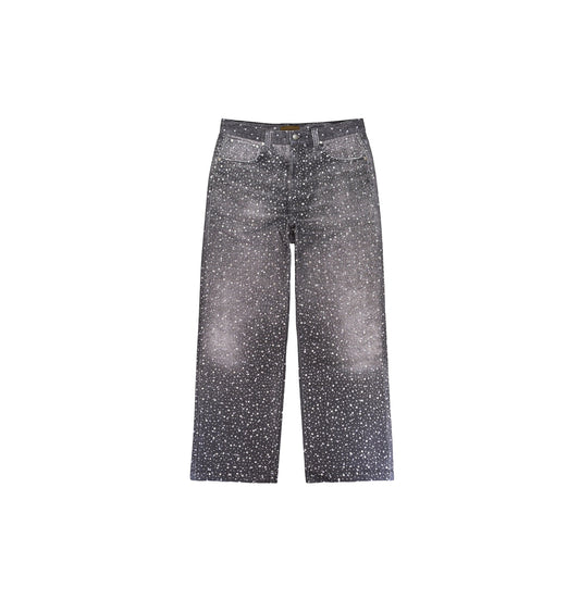 BIRTH OF ROYAL CHILD
Rhinestone-embellished "Black" straight jeans