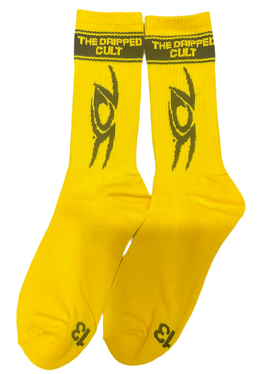 TDC YELLOW DRIPPED CULT SOCKS