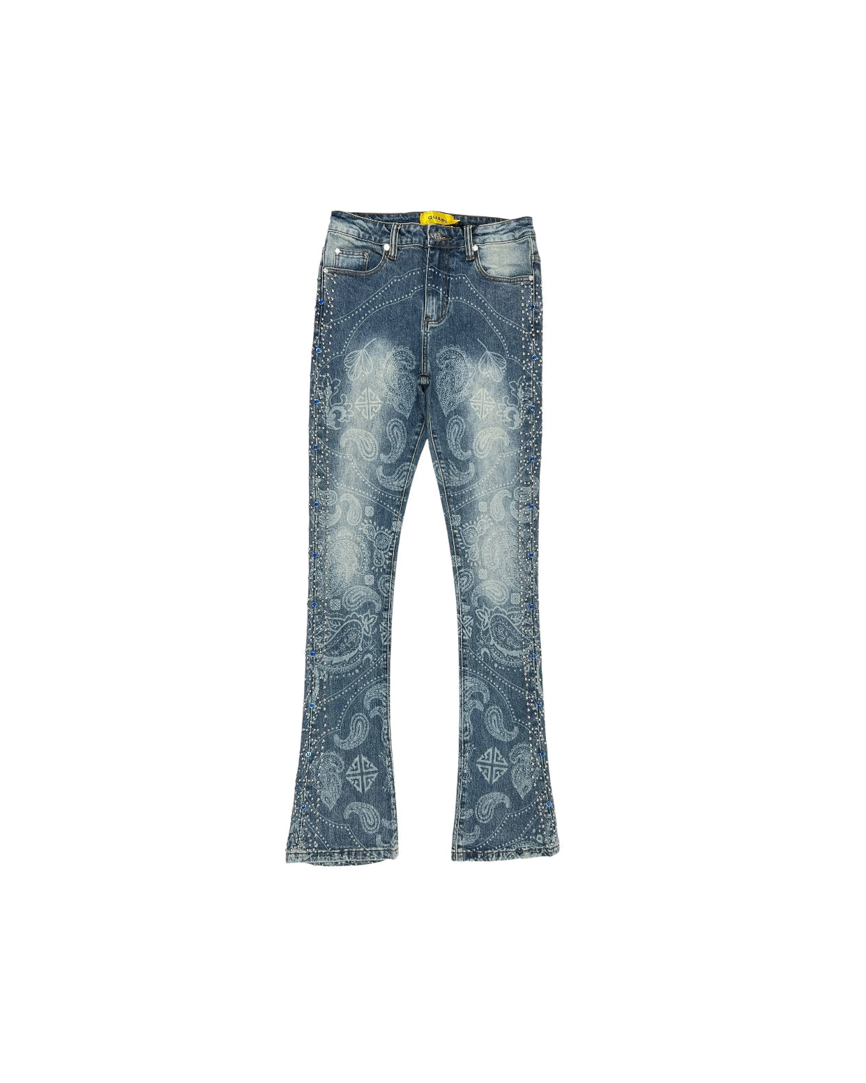 GUAPI
Paisley-print embellished slim-fit jeans