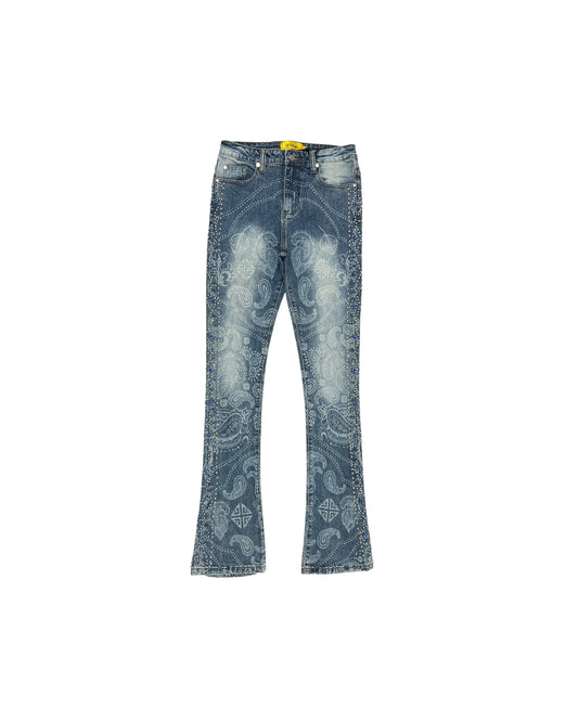 GUAPI
Paisley-print embellished slim-fit jeans