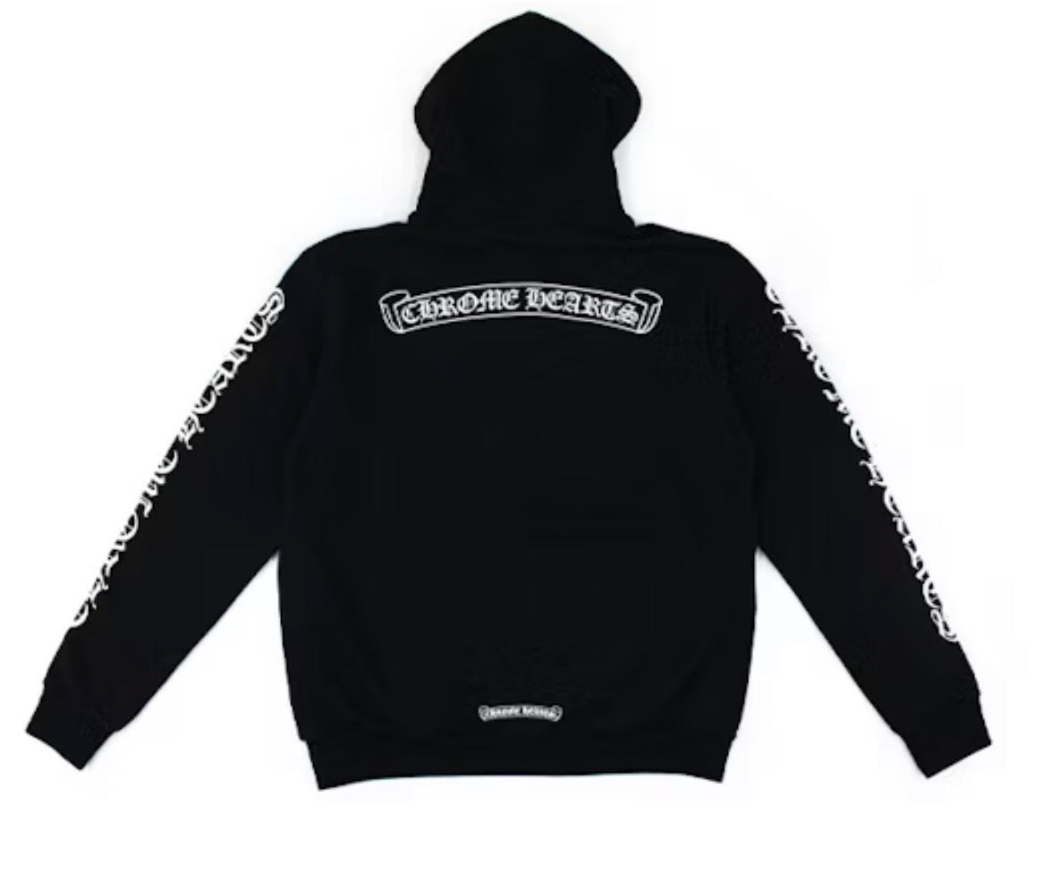 Chrome Hearts Scroll Logo Black Hoodie Unisex