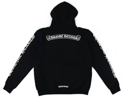 Chrome Hearts Scroll Logo Black Hoodie Unisex