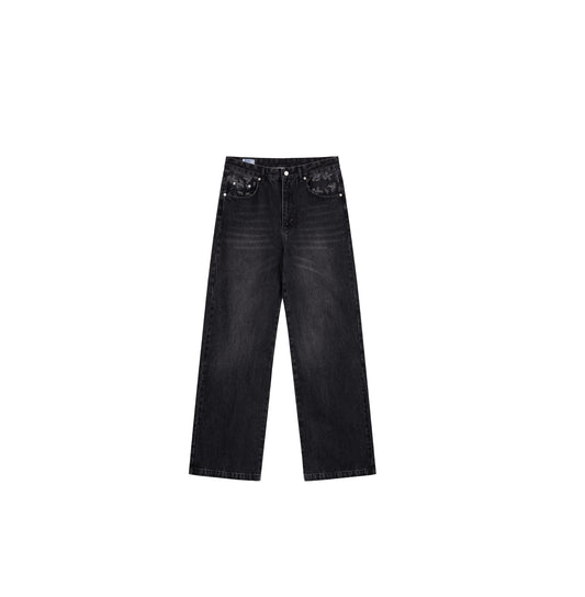 ROUGH.
Faded wide-leg jeans