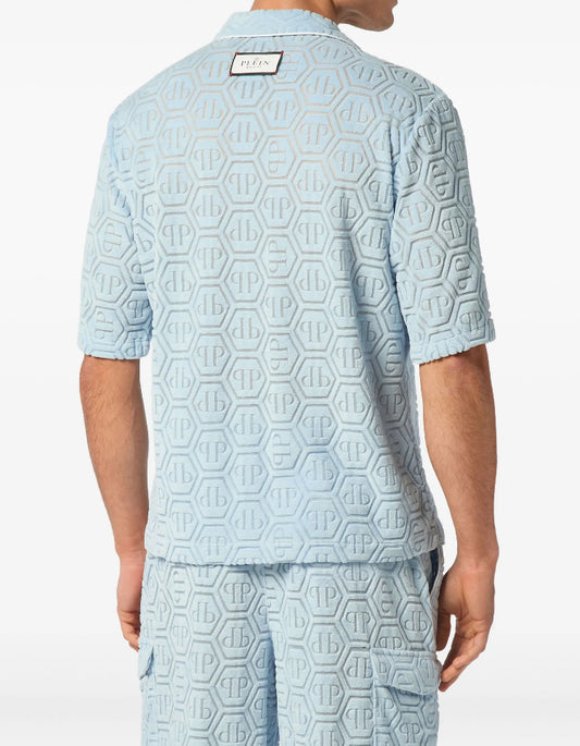 Philipp Plein
jacquard-monogram bowling shirt