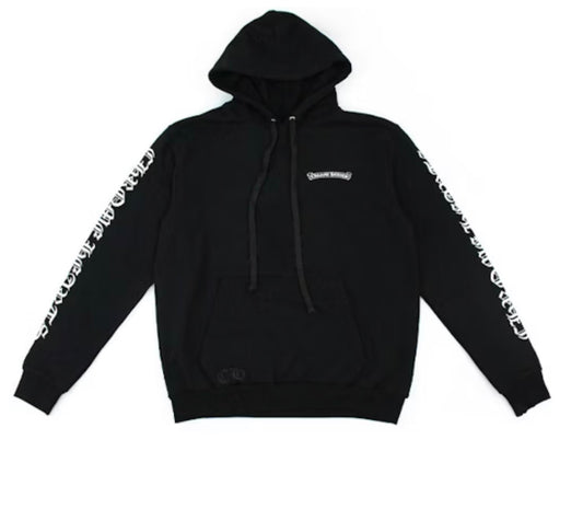 Chrome Hearts Scroll Logo Black Hoodie Unisex