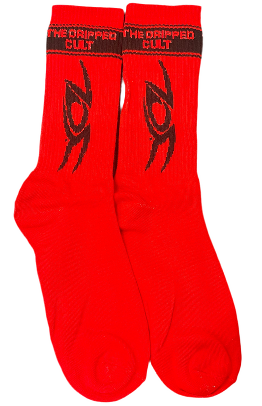 TDC RED DRIPPED CULT SOCKS