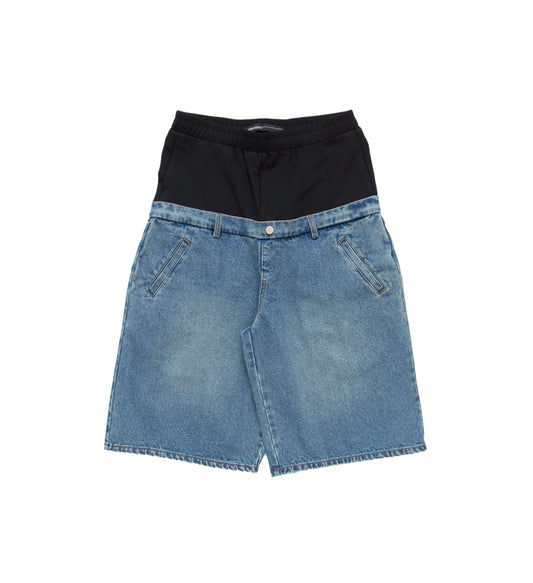 Spencer Badu Dropped Denim Shorts Blue