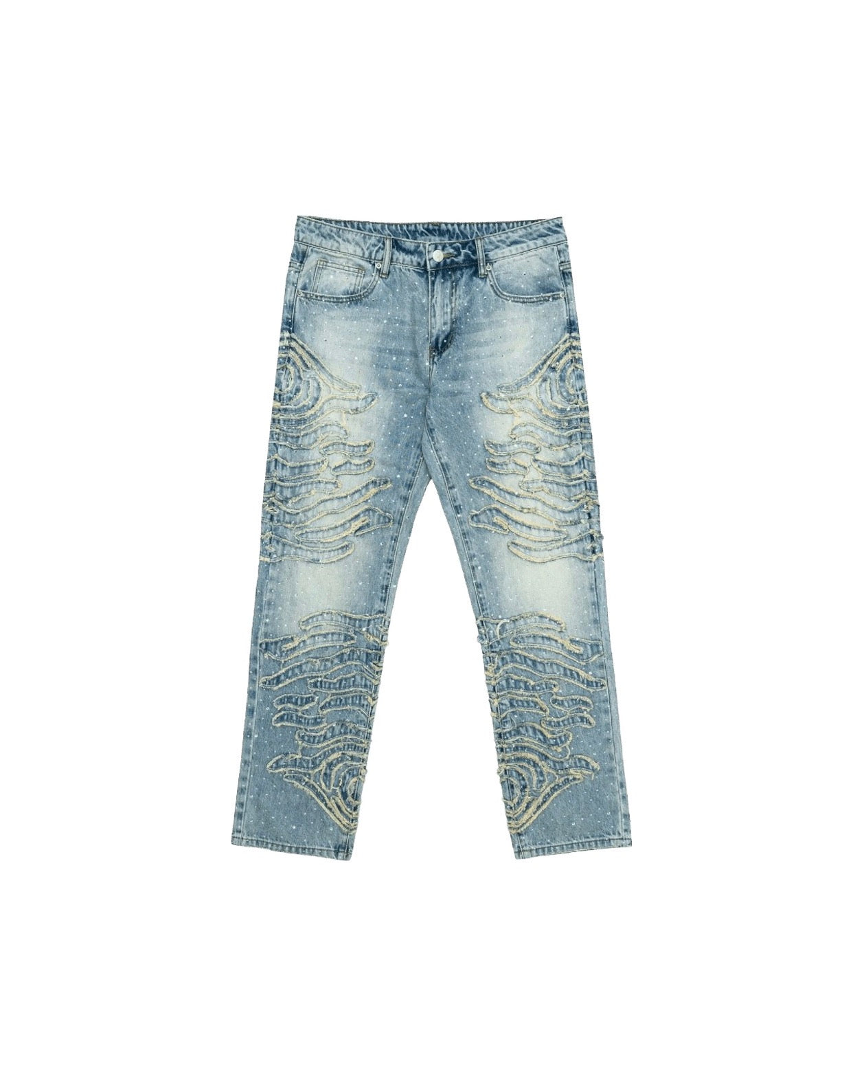 Free Refills
Zebra-pattern rhinestone jeans