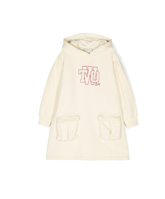 There Was One Kids Logo-print hooded fleece dress