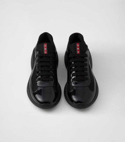 Patent leather and technical fabric Prada America's Cup sneakers