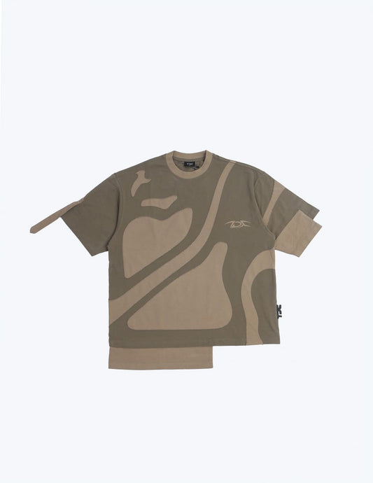 TDC LAYERED PATCHWORK “BEGE KHAKI” T-SHIRT