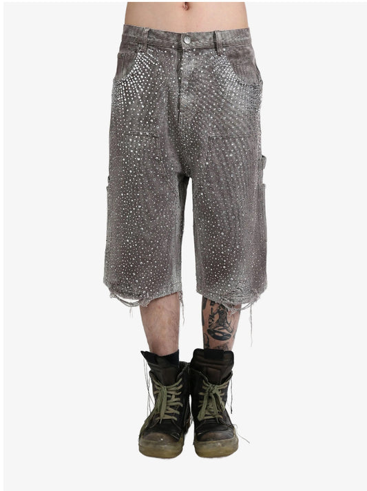 BIRTH OF ROYAL CHILD
Crystal-embellished washed-denim shorts