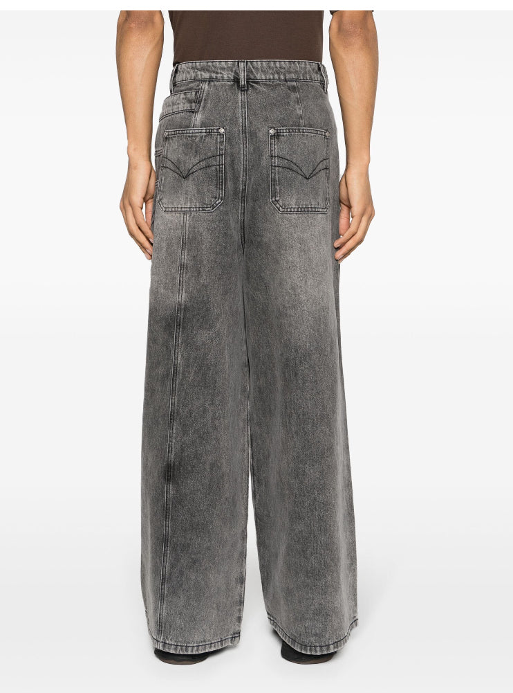 Feng Chen Wang Asymmetric panelled wide-leg jeans – DRIPPED  