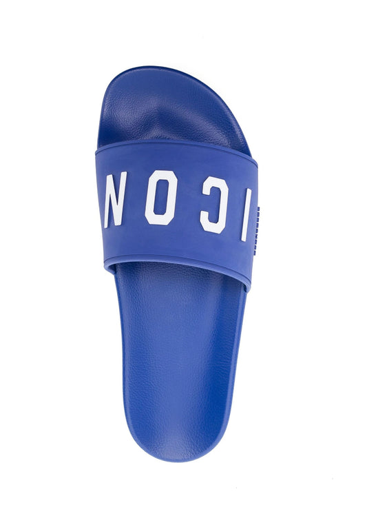 Dsquared2 slogan print flat slides